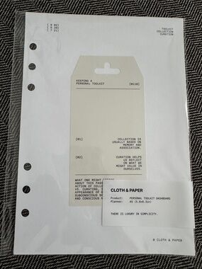 Cloth & Paper Personal Toolkit Dashboard — White